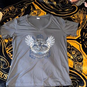 Sport-Tek Gray V-Neck Graphic Short Sleeve Tee